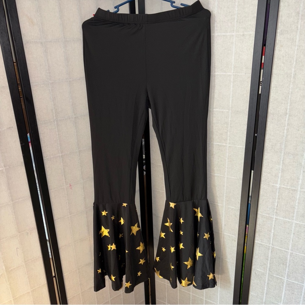 Shein Women's Black Flare Pants Size L Halloween ABBA Mama Mia Costume 1970s